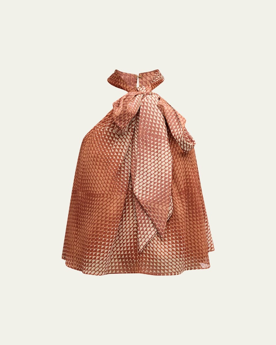 Boone Geometric Halter Tie Blouse